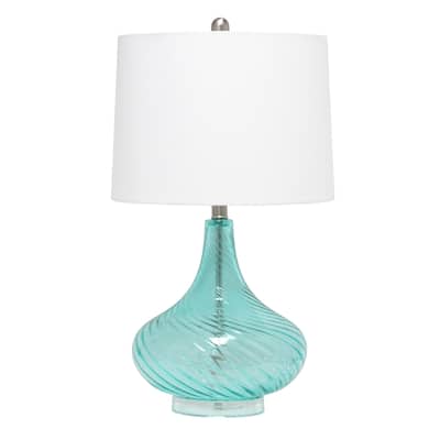 24" Classix Contemporary Wavy Colored Glass Table Lamp