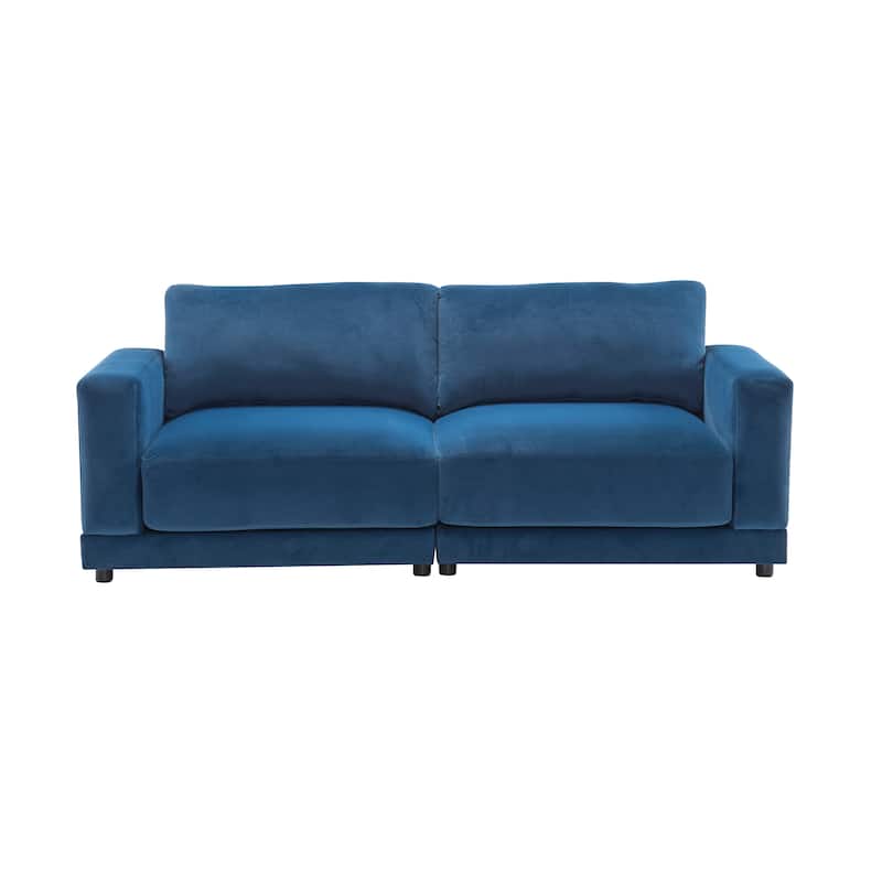 Modern Square Arm Sofa Couch, 81" Upholstered Living Room Loveseat Sofa with Wood Frame, Velvet Fabric Sofa for Bedroom