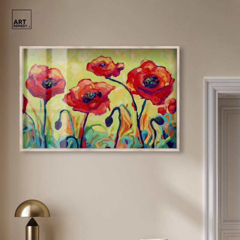 Red Poppy Field II Shadowbox by Art Remedy