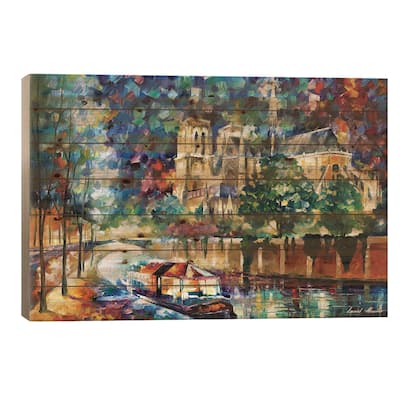River Of Paris Print On Wood by Leonid Afremov - Multi-Color