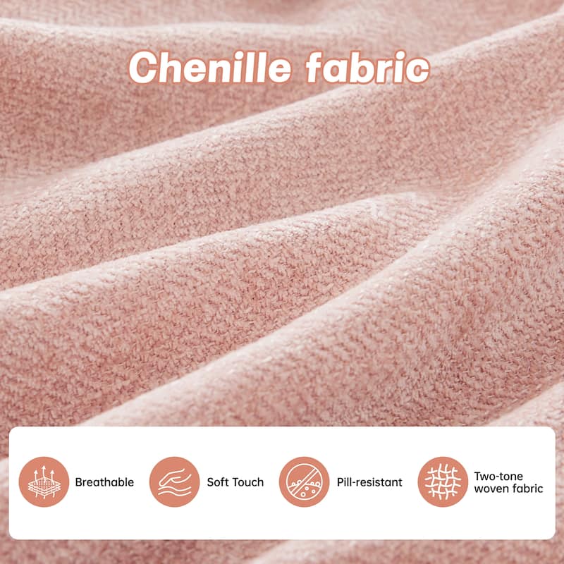 Chenille Chaise Lounge Sofa with Ottoman, Sectional Sofa with Tufted Backrest, Loveseat Sofa Recliner Sofa