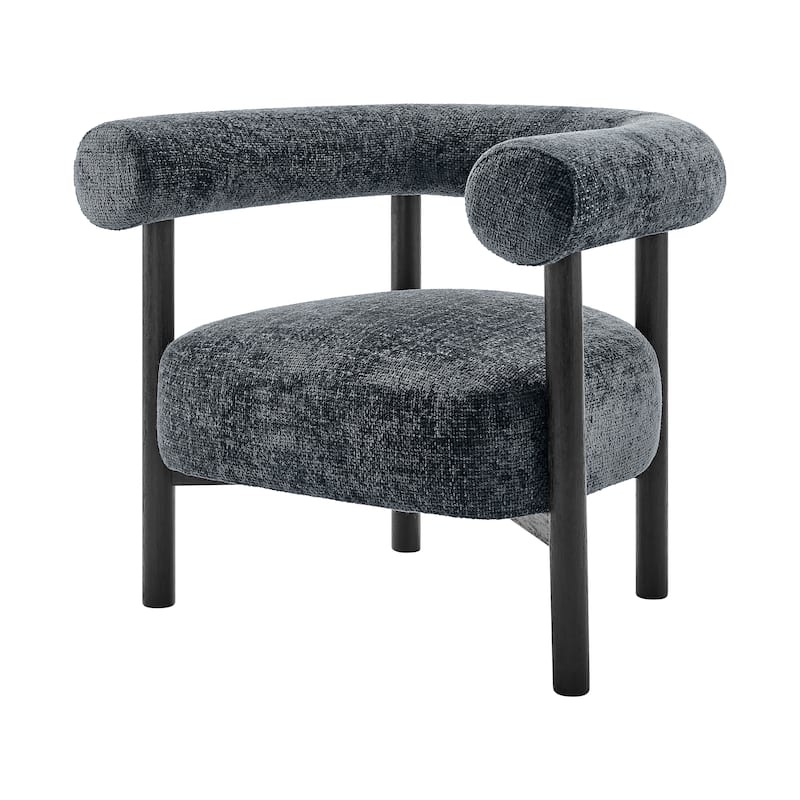 NPD Furniture Vincent Chenille Accent Arm Chair - Grenada Charcoal/Black Legs