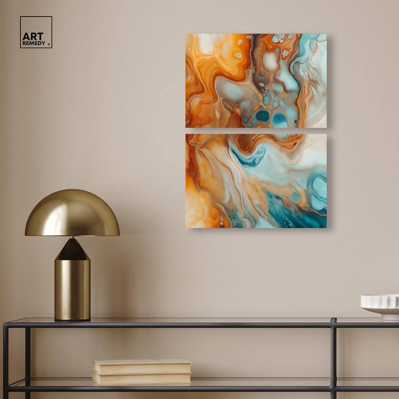 Marbled Flow Canvas Set of 2 by Art Remedy, Gallery Wrapped