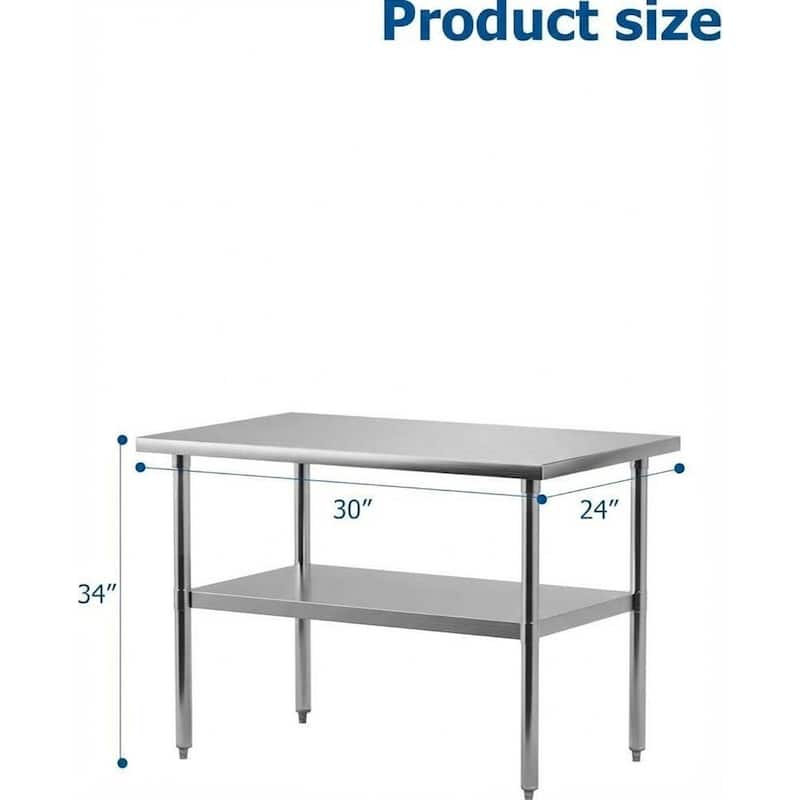 Heavy Duty Stainless Steel Work Table, with Adjustable Undershelf