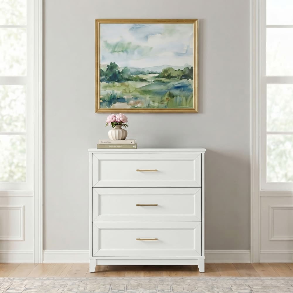 Martha Stewart Wooden 3-Drawer Cabinet with Premium Hardware - 31.5"W x 16.75"D x 34.25"H