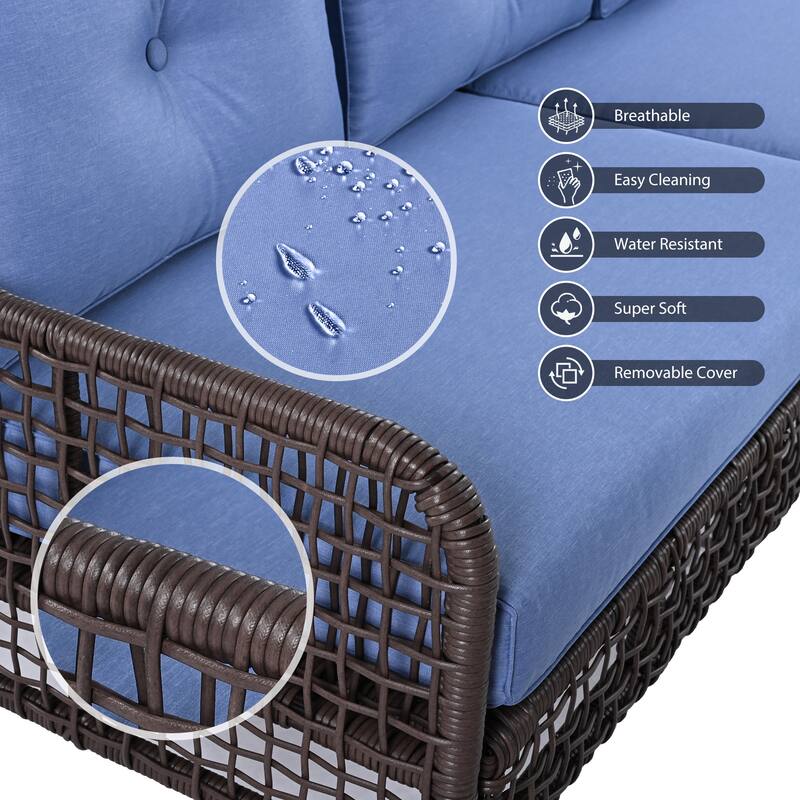 4-Pieces Patio Sofas Set with Swivel Chairs