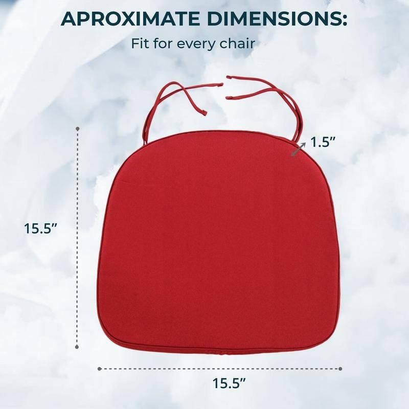 Memory Foam 15" U-Shaped Indoor Outdoor Dining Chair Pad Cushion for Kitchen Patio Garden (Set of 1, 2, 4 or 8)