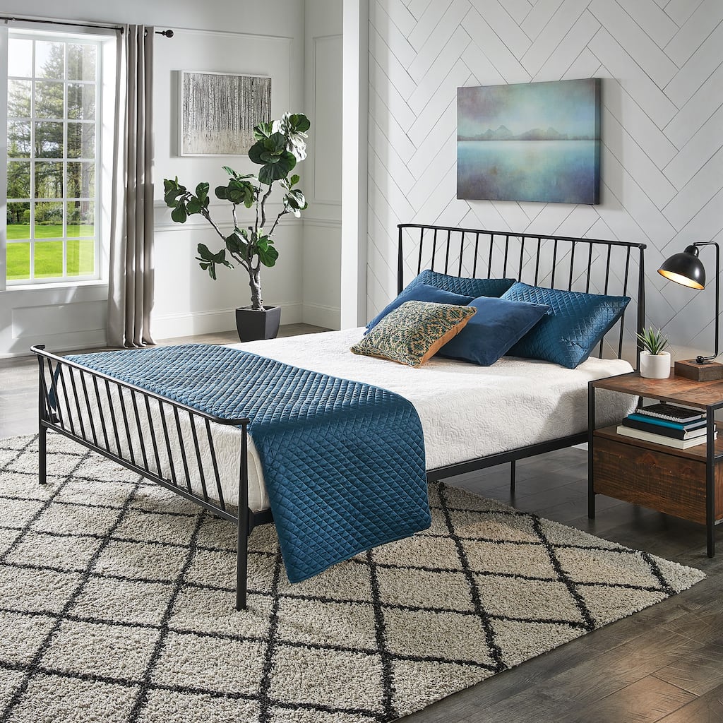 Bastrop Matte Black Finish Metal Queen Bed by iNSPIRE Q Modern
