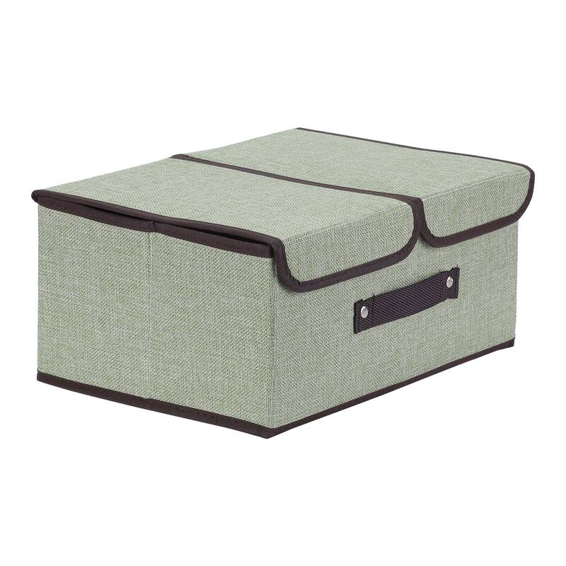 Collapsible Storage Bin Basket with Handle and Lid for Shelves Closet, Fabric Storage Cube for Organizing Clothes - Green