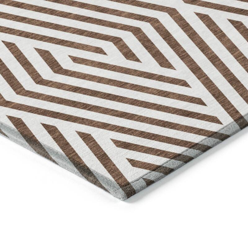 Machine Washable Indoor/ Outdoor Modern Diamonds Chantille Rug