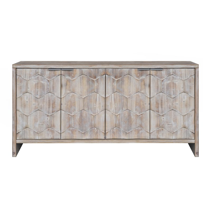 Farmhouse Style 4 Door Wooden Cabinet Sideboard Buffet