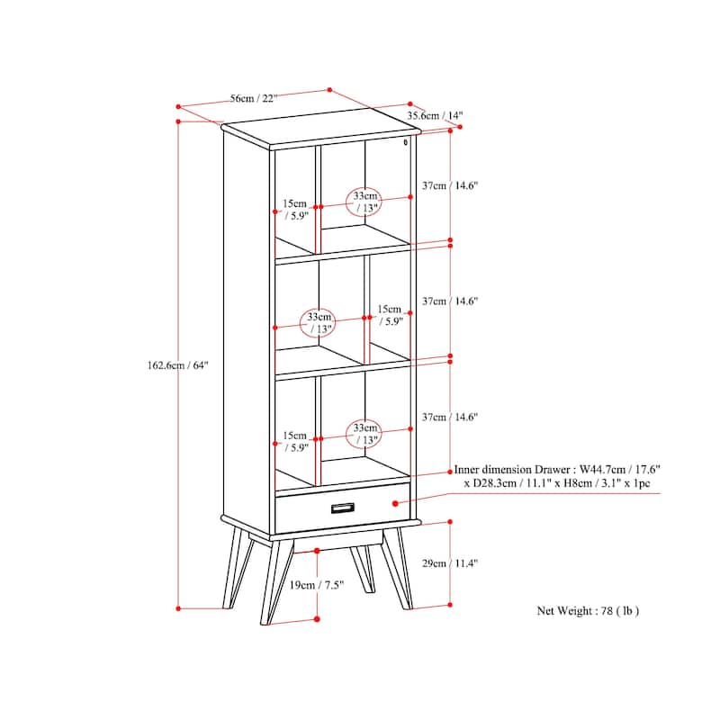 WYNDENHALL Tierney 22 inch Solid Wood 6 Cubbie Bookcase (Set of 2) - 22"W x 14"D x 64"H