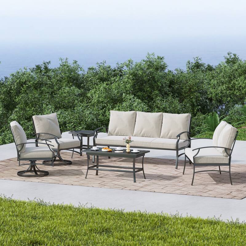 DREAMSIDEA Outdoor Metal Swivel Furniture Patio Conversation Set