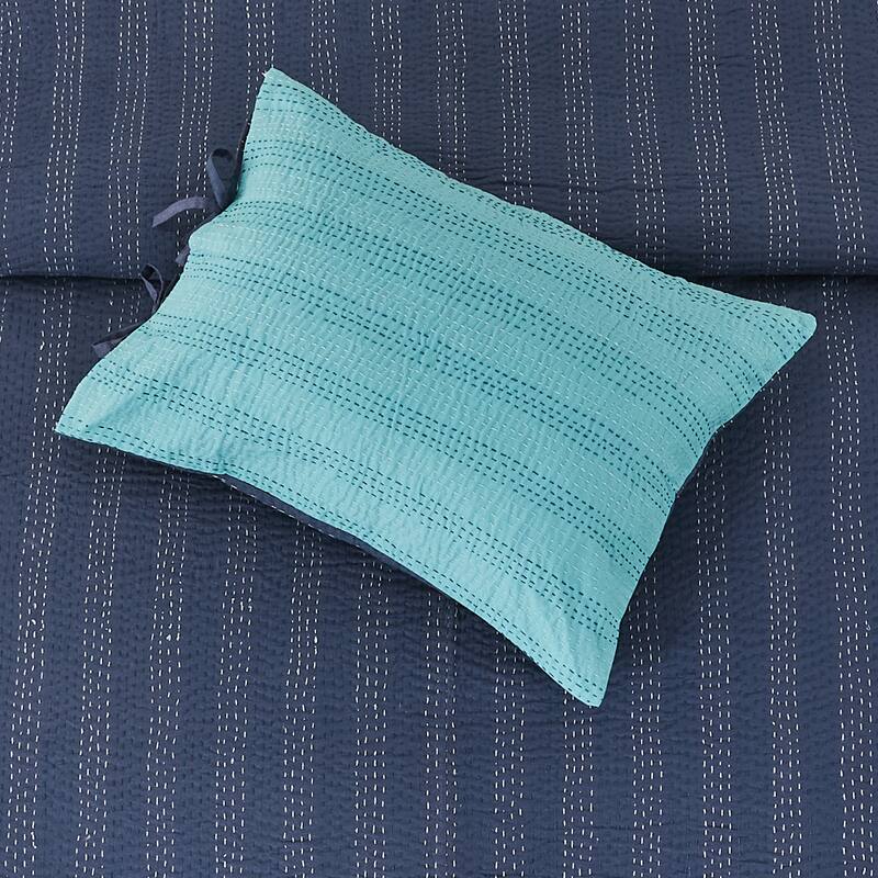 Melange Hand Craft Kantha Collection Solid Reversible Sham Pillow Cover