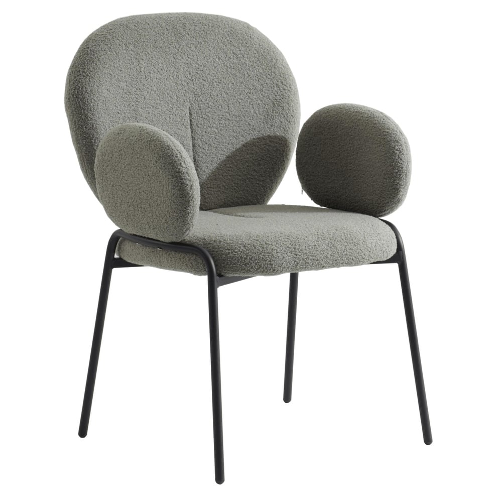 Celestial Boucle Upholstered Iron Dining Chairs by LeisureMod