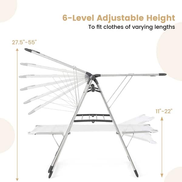 dimension image slide 0 of 2, Gymax 2-Tier Folding Clothes Drying Rack Laundry Drying Rack Laundry