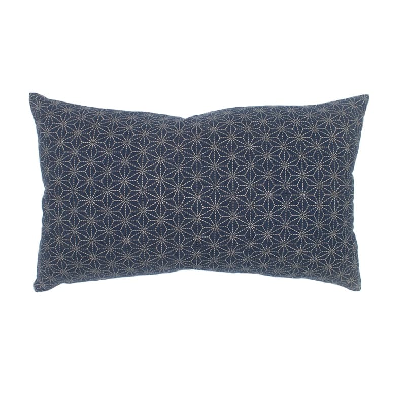 Jiti Indoor Dainty Kio Patterned Cotton Accent Rectangle Lumbar Pillows Cushion for Sofa Chair 12 x 20 - White/Blue