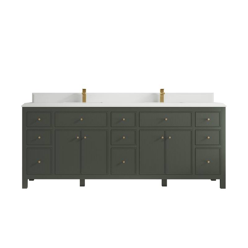 Willow Collections 84 in. W x 22 in. D Sonoma Free Standing Reeded Double Sink Bathroom Vanity with Countertop