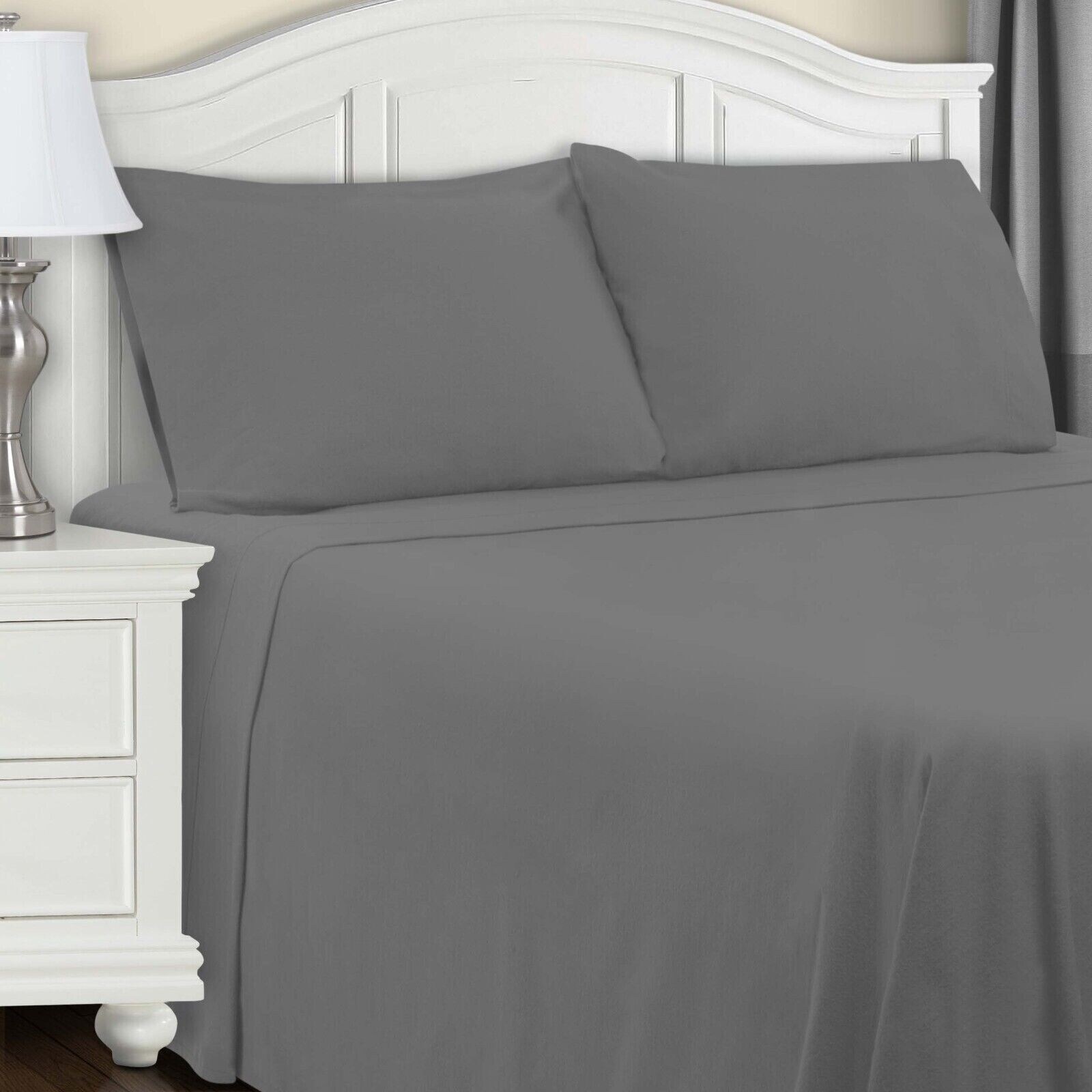 4 Pcs Cotton Flannel Bed Sheet Set with Pillowcases in King Size