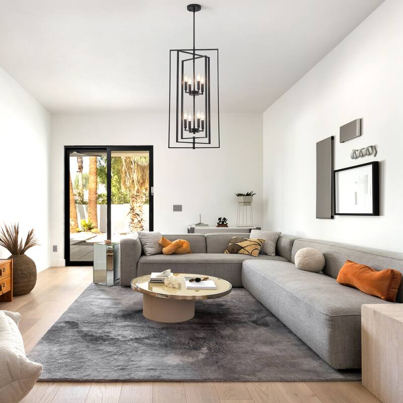 15.75inch Simple and fashionable 8 light double tier pendant with 3 tier rotatable metal frame without bulb