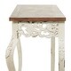 preview thumbnail 15 of 20, White Wood Intricately Carved Scroll Console Table with Brown Wood Top