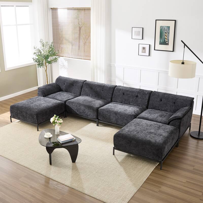 Upholstered Modular Sectional Sofa - Black - Symmetrical
