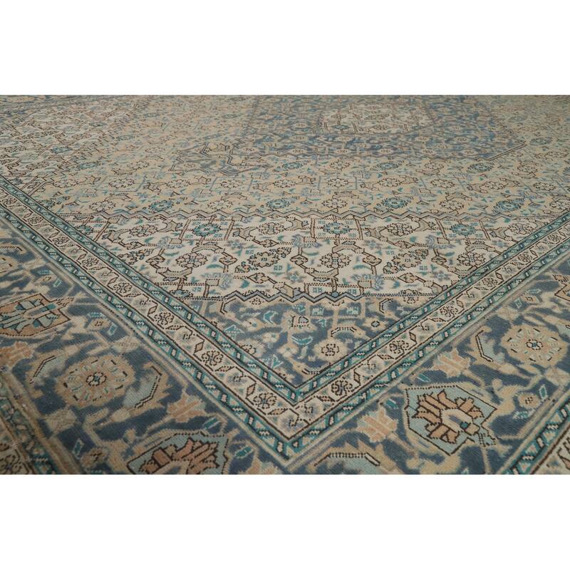 Geometric Tabriz Persian Area Rug Handmade Oriental Pink Wool Carpet - 8'4"x 11'5"