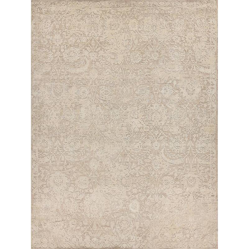 EXQUISITE RUGS Meena Hand-knotted Wool/Silk Ivory/Beige Area Rug.