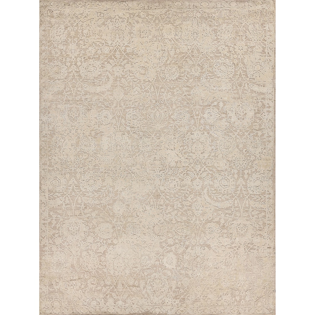 EXQUISITE RUGS Meena Hand-knotted Wool/Silk Ivory/Beige Area Rug.