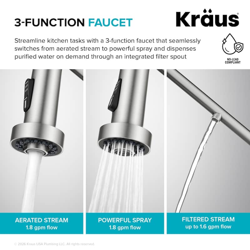 Kraus Bolden 2-Function 1-Handle Commercial Pulldown Kitchen Faucet