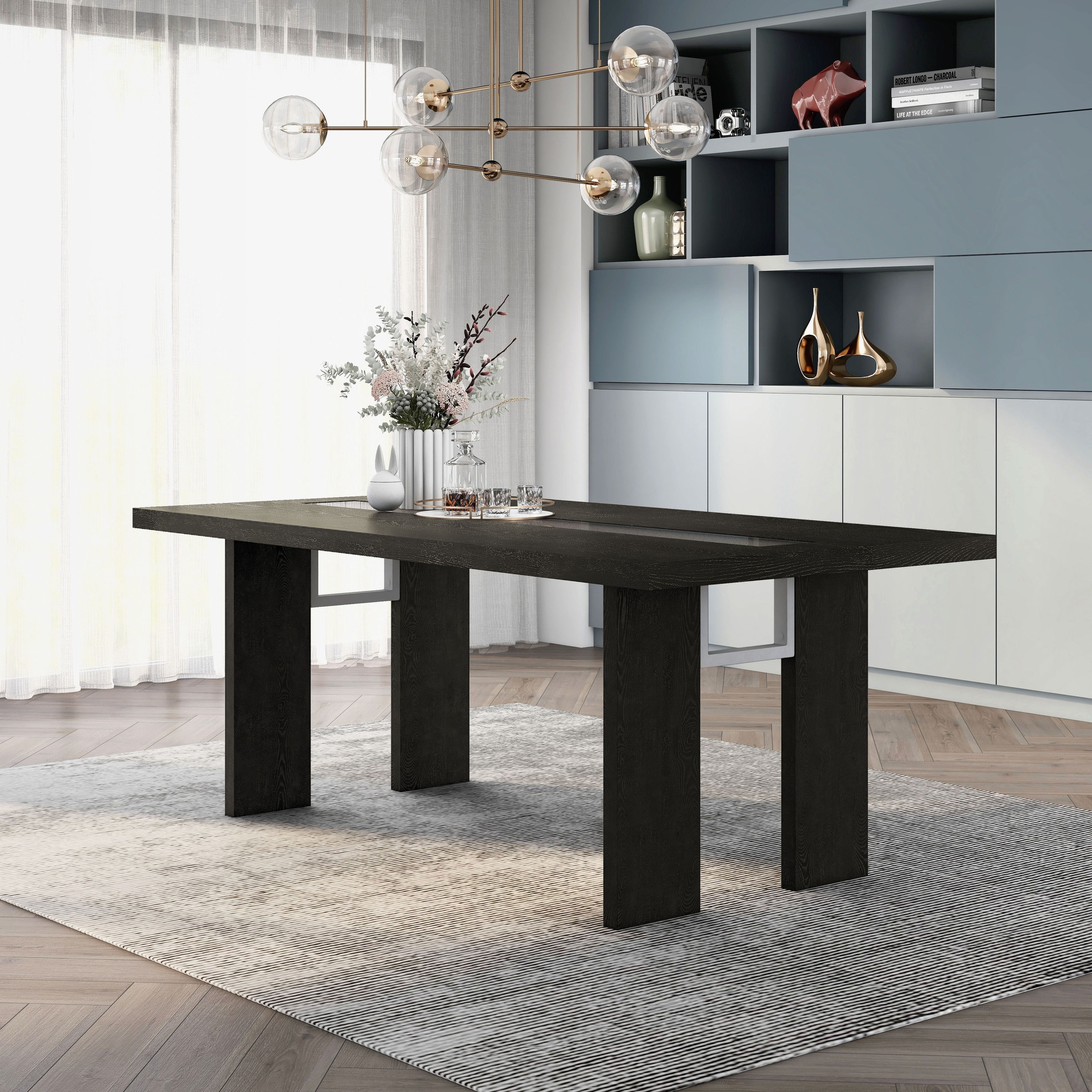 Furniture of America Lumina Contemporary 76 inch Glass Dining