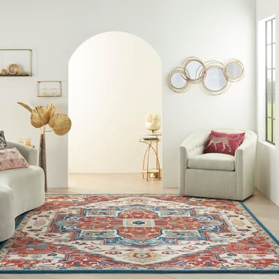 Nourison Parisa Traditional Persian Medallion Bordered Area Rug