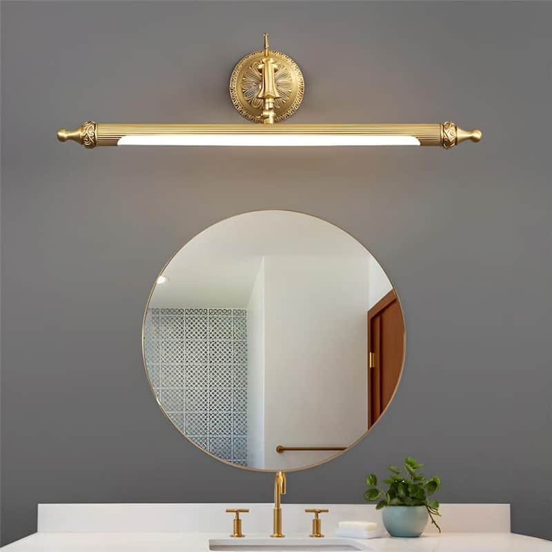 17 in Sculptural Antique Brass LED Vanity Light - 17 in