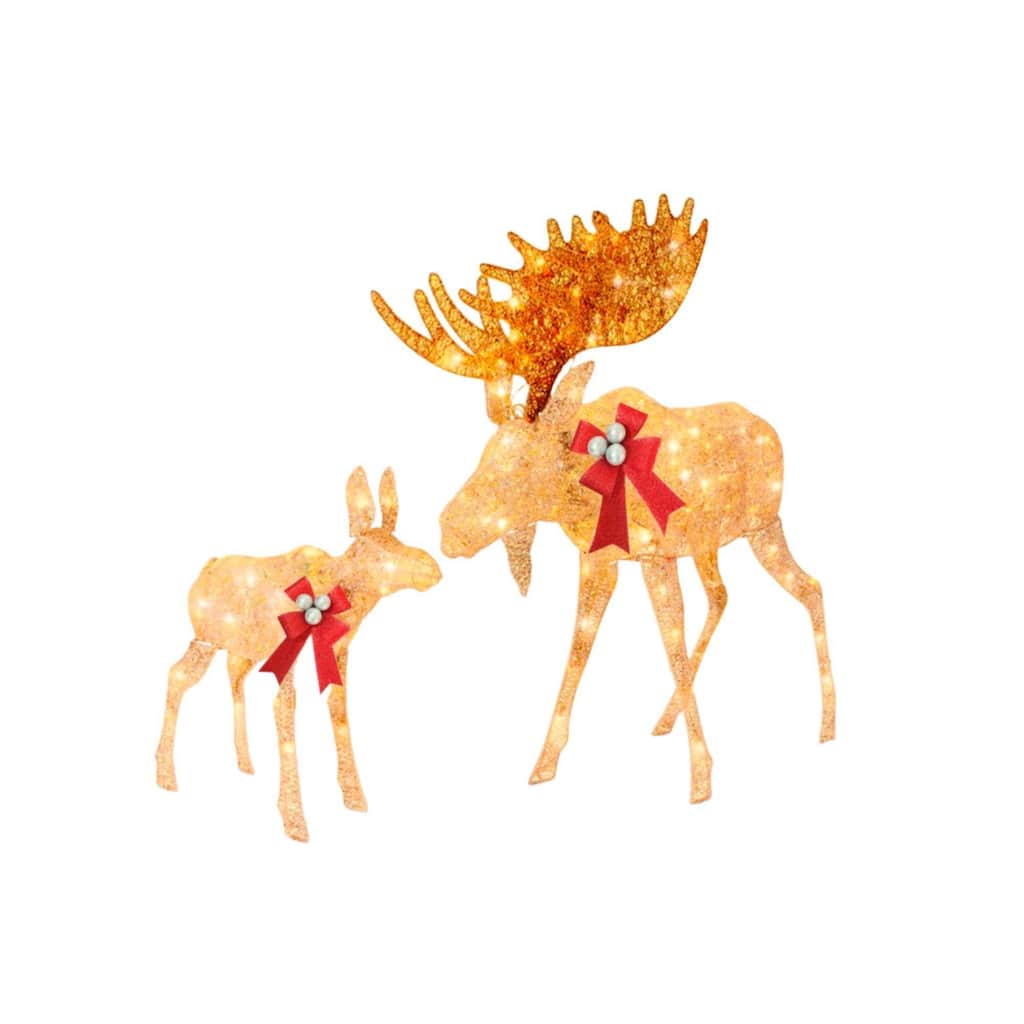 4Ft 3-Piece 2D Lighted Christmas Deer Family Set - Gold - Multi