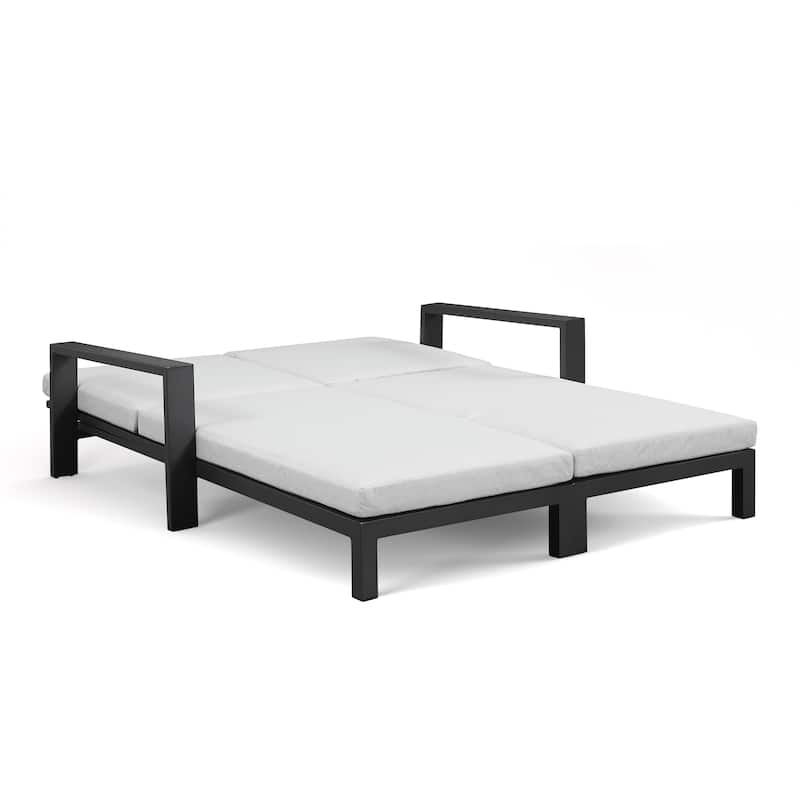 Benton Modern Aluminum Lounge Outdoor Double Chaise with Cushion