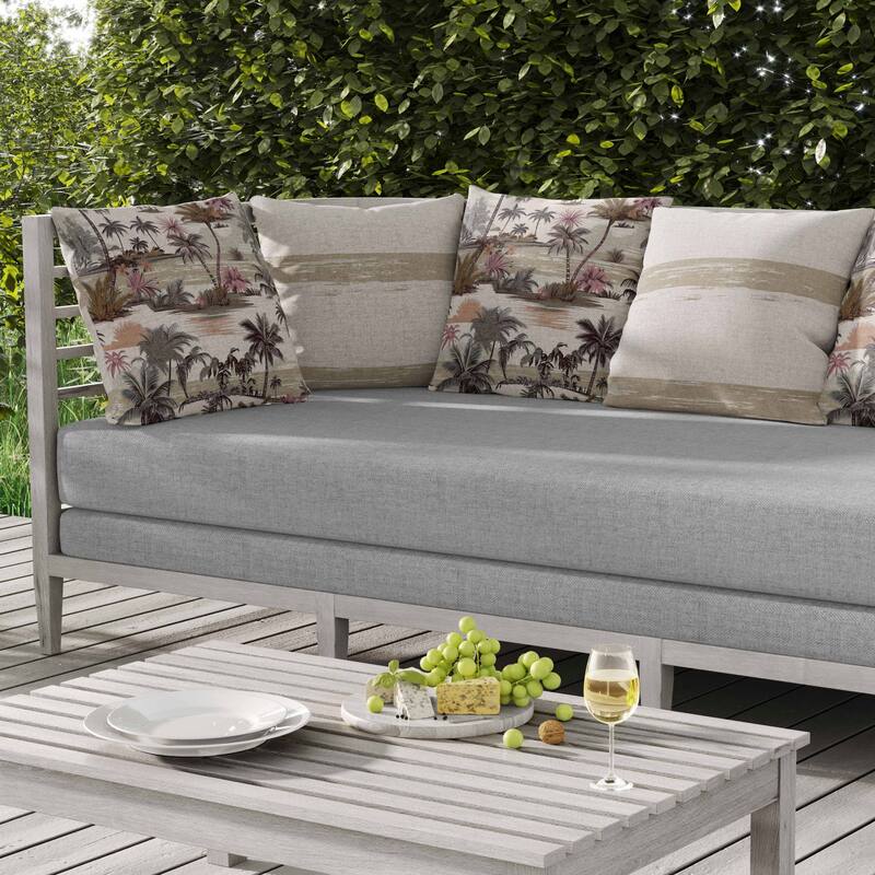 Tropical Beach Indoor/Outdoor Reversible Throw Pillow Beige and Brown