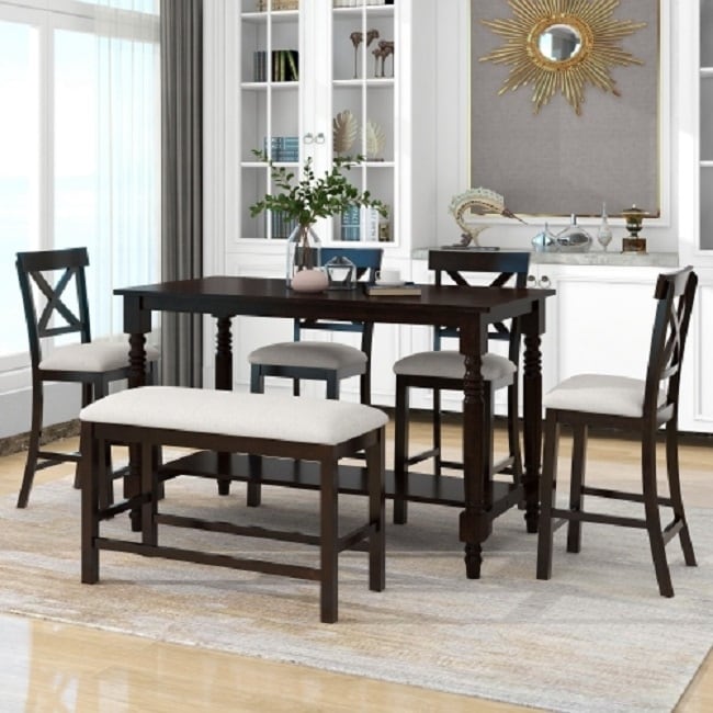 espresso dining table set for 6