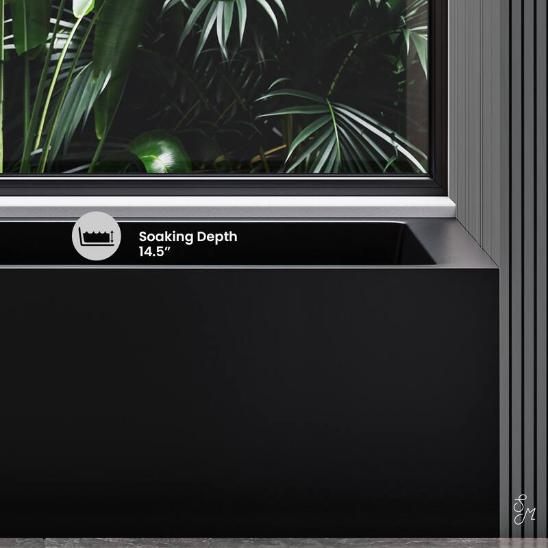 Voltaire 60 x 32 Left Drain Soaking Apron Bathtub in Black with Overflow, Drain