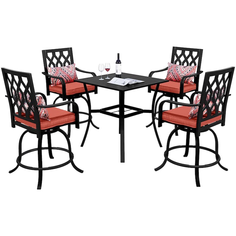 Outdoor Swivel Dining Set with 29"W Cushion Chairs, Patio Table
