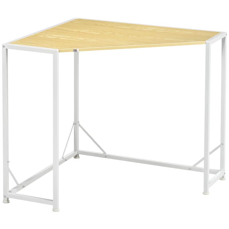 HOMCOM Space-Saving Small Corner Writing Desk & Corner TV Stand, Corner Computer Desk with Strong Metal Frame