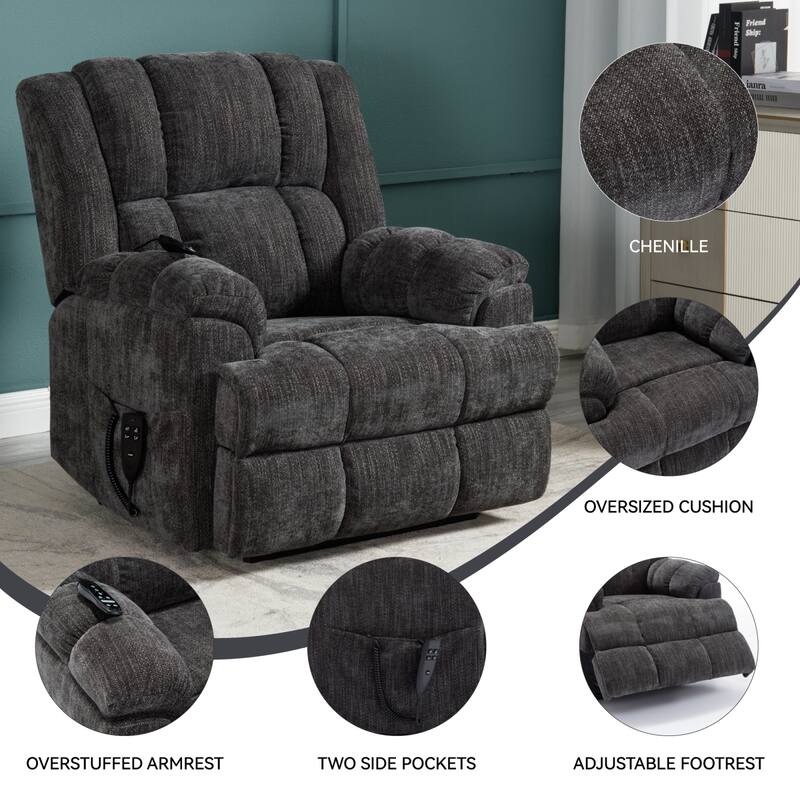 Roomfitters Dual Motor Power Lift Recliner Chair with Heat and Massage Infinite Position Heavy Duty Sofa for Seniors