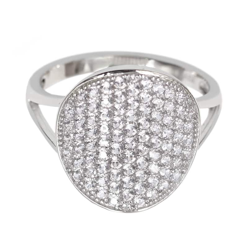 925 Sterling Silver White Natural Zircon Cluster Ring