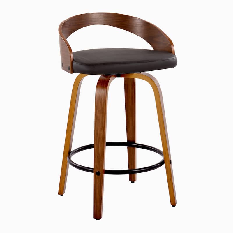 Carson Carrington Stavanger 26" Fixed-Height Counter Stool with Bent Wood Legs & Round Footrest (Set of 2)