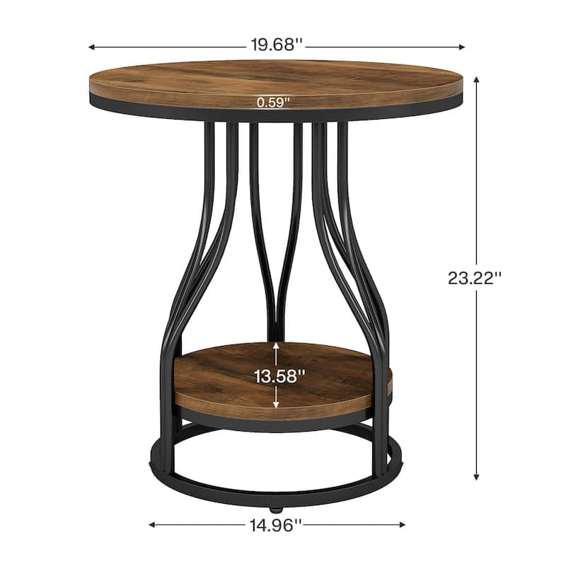 Round End Table, 2-Tier Side Tables, Modern Bedside Table, Small Chirside Tables for Couch Side