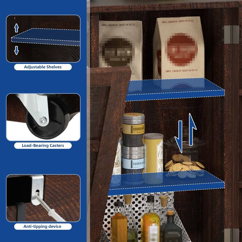 Moasis Kitchen Tilt Out Trash Cabinet Fits 13 Gallon Cabinet Trash Can with Outlet and Adjustable Shelves