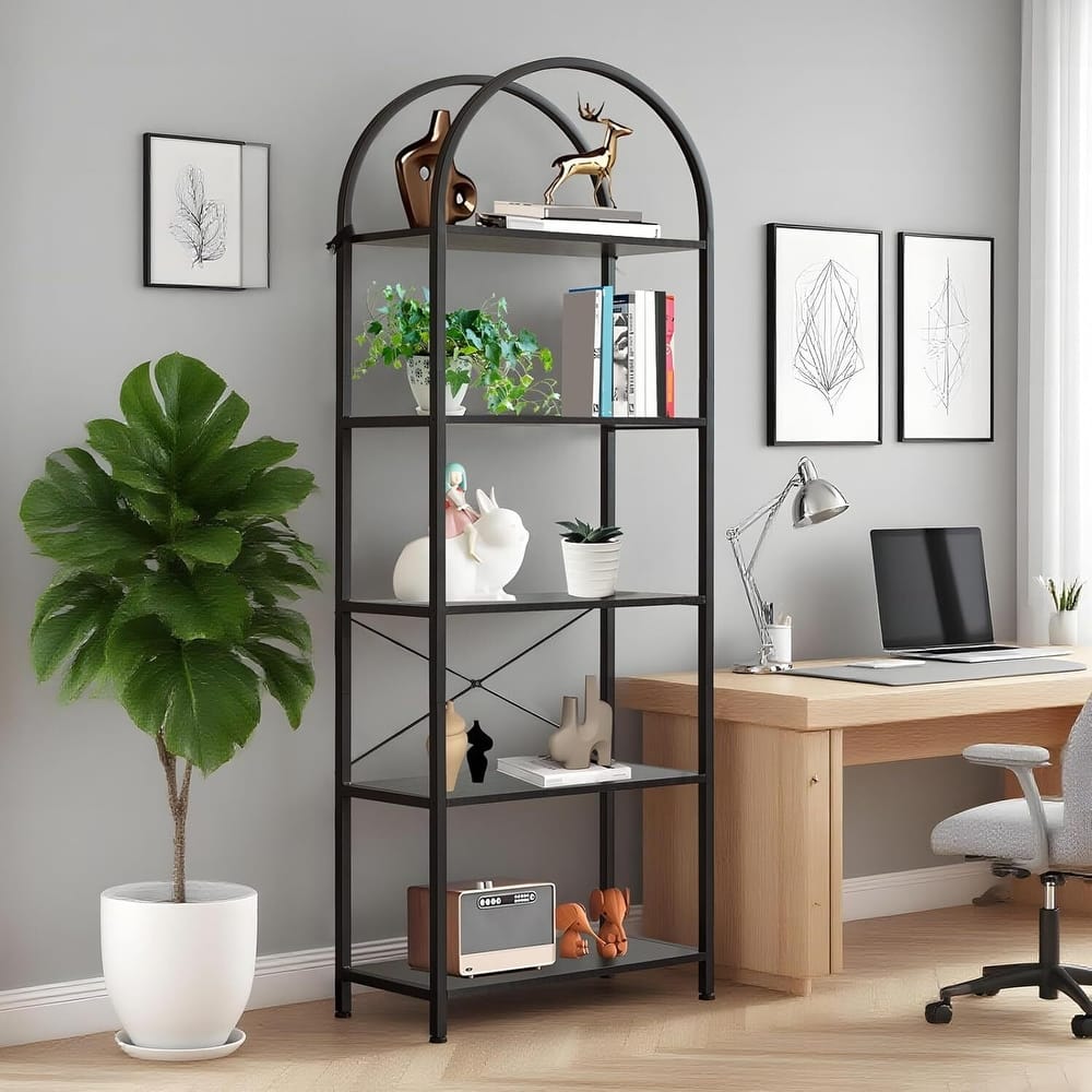 5-Tier Modern Storage Arched Display Rack, Bookshelf for Bedroom, Living Room - N/A