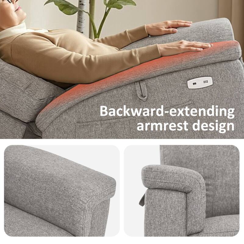 MCombo Power Recliner Lift Chair with Massage, Dual Heating and Adjustable Headrest for Big Elderly People, Fabric R7605