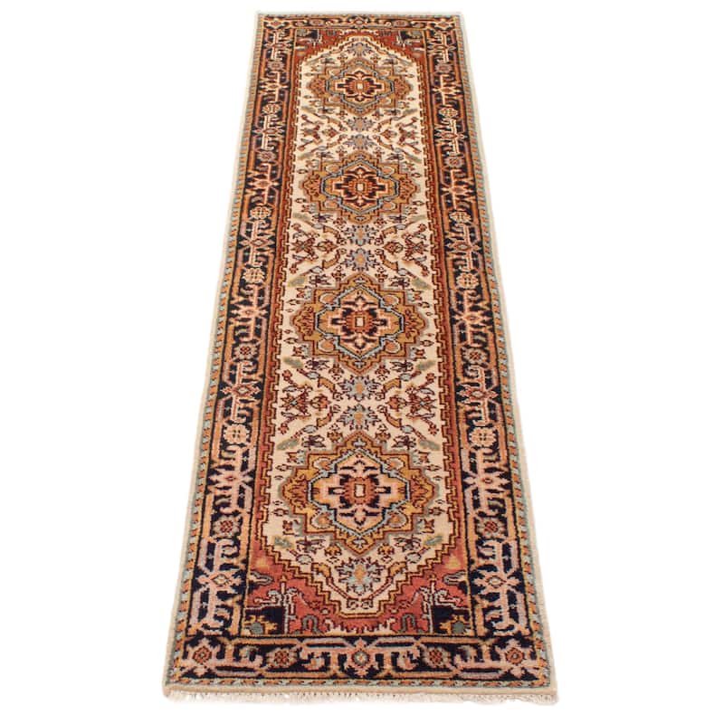ECARPETGALLERY Hand-knotted Serapi Heritage Cream Wool Rug - 2'7 x 10'0