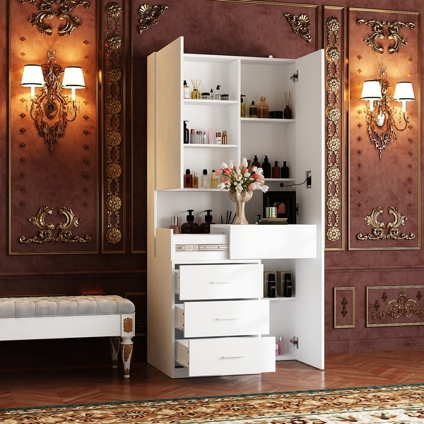 Dresser LED Lit Vanity Dressing Cabinet with Full Length Mirror On Sale Bed Bath Beyond 40327451