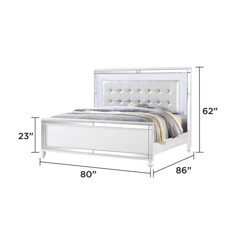 Sterling 4PC/5PC Contemporary Bedroom Set with Mirror Accents and LED Enhancements